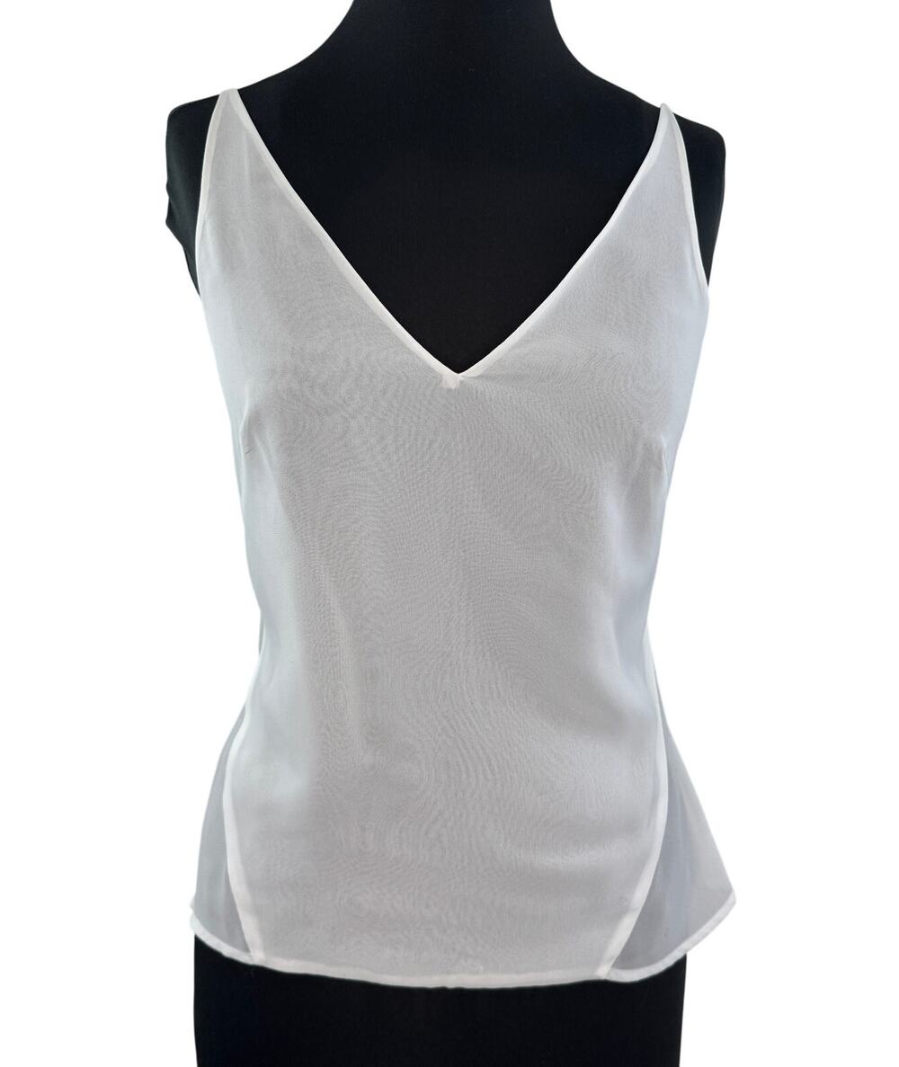 J Brand White Cami Top Sheer V-Neck Casual Spaghetti Pullover Size Small S NWOT